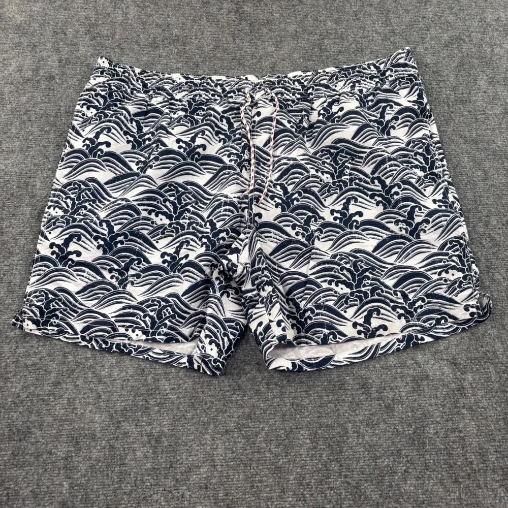 Goodfellow & Co Swim Trunks XXL Blue White Wave Print Mens
